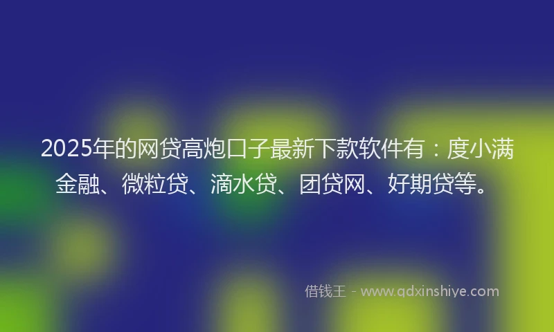 2025年的网贷高炮口子最新下款软件有：度小满金融、微粒贷、滴水贷、团贷网、好期贷等。