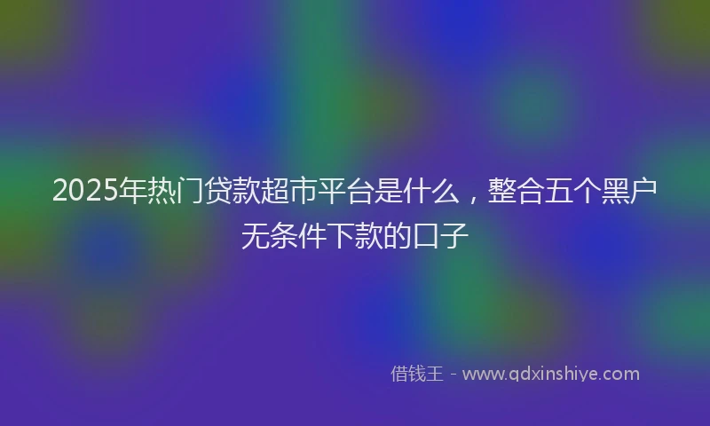 2025年热门贷款超市平台是什么，整合五个黑户无条件下款的口子