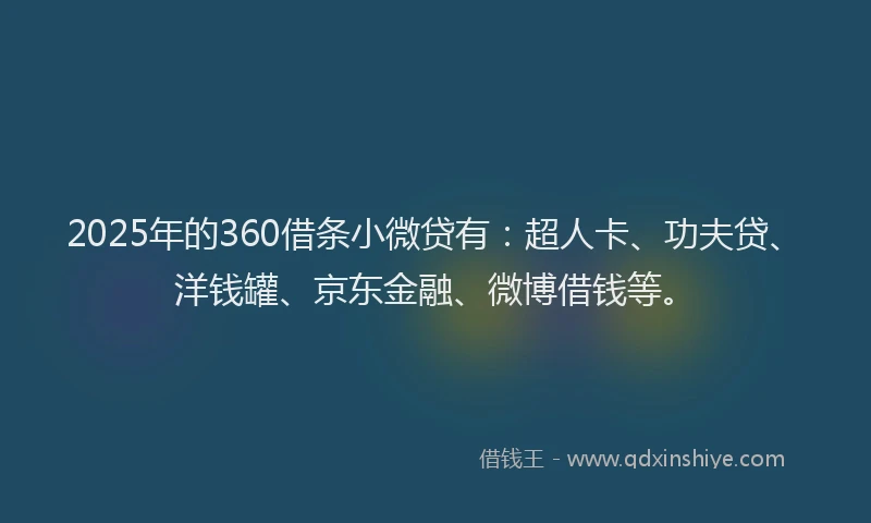 2025年的360借条小微贷有：超人卡、功夫贷、洋钱罐、京东金融、微博借钱等。