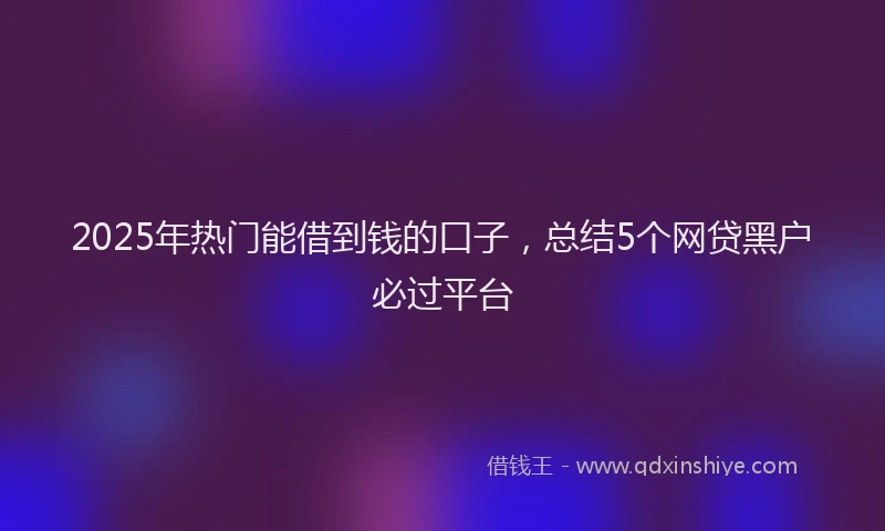 2025年热门能借到钱的口子，总结5个网贷黑户必过平台