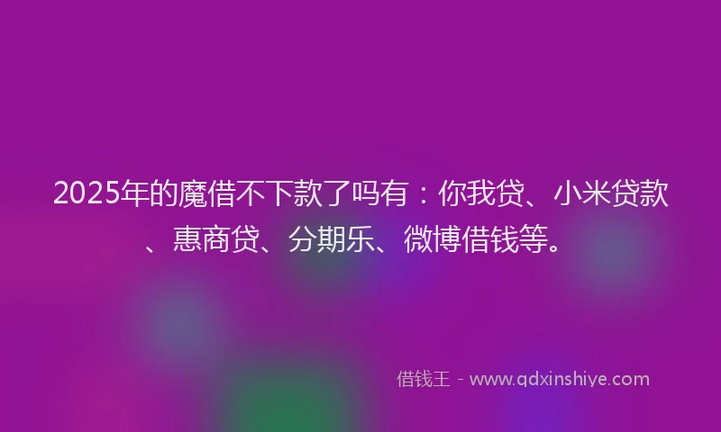 2025年的魔借不下款了吗有：你我贷、小米贷款、惠商贷、分期乐、微博借钱等。