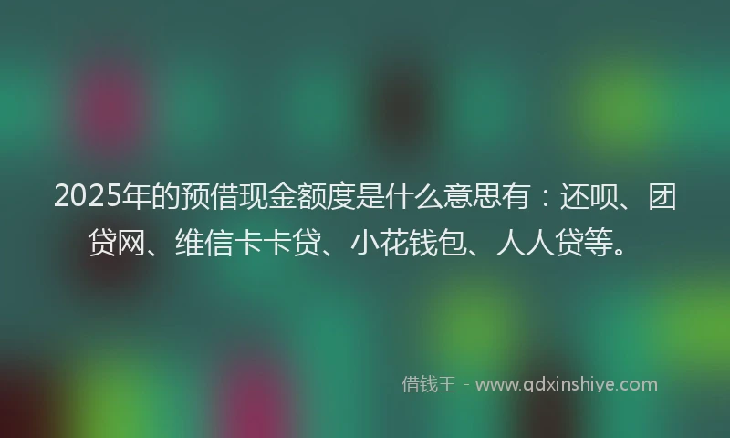 2025年的预借现金额度是什么意思有：还呗、团贷网、维信卡卡贷、小花钱包、人人贷等。