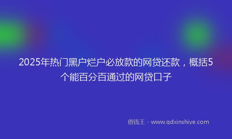2025年热门黑户烂户必放款的网贷还款，概括5个能百分百通过的网贷口子