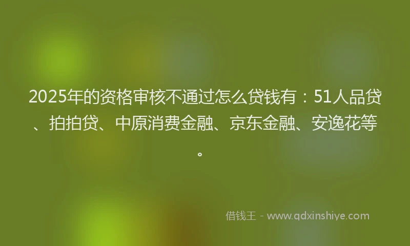 2025年的资格审核不通过怎么贷钱有：51人品贷、拍拍贷、中原消费金融、京东金融、安逸花等。