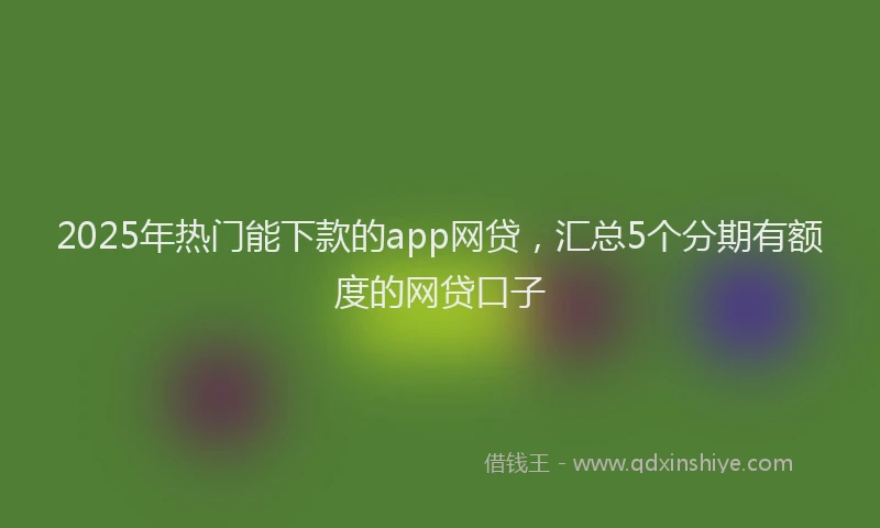 2025年热门能下款的app网贷，汇总5个分期有额度的网贷口子