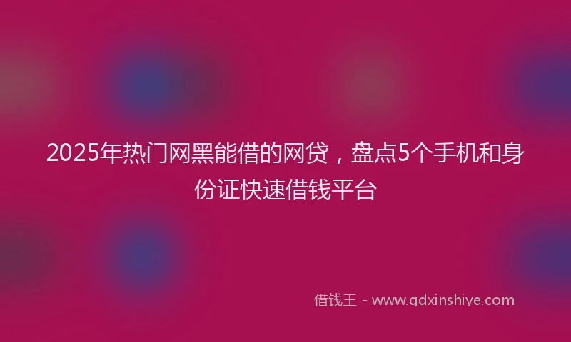 2025年热门网黑能借的网贷，盘点5个手机和身份证快速借钱平台