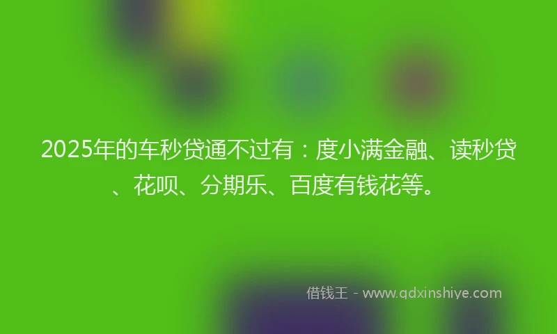 2025年的车秒贷通不过有：度小满金融、读秒贷、花呗、分期乐、百度有钱花等。