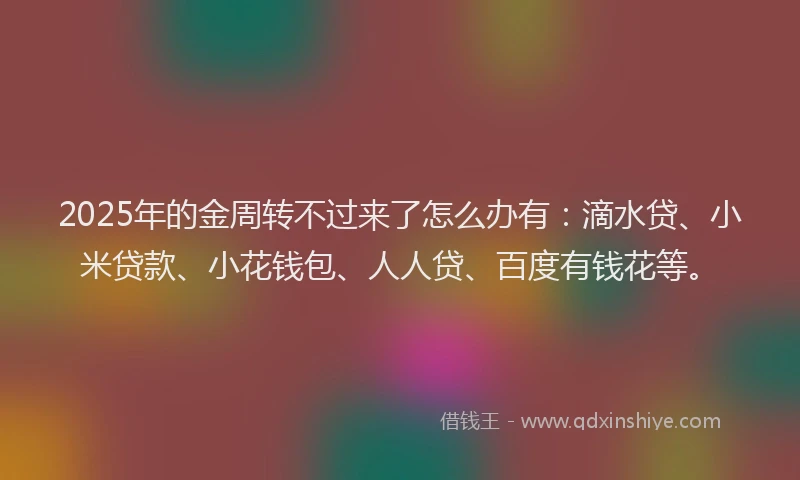 2025年的金周转不过来了怎么办有：滴水贷、小米贷款、小花钱包、人人贷、百度有钱花等。