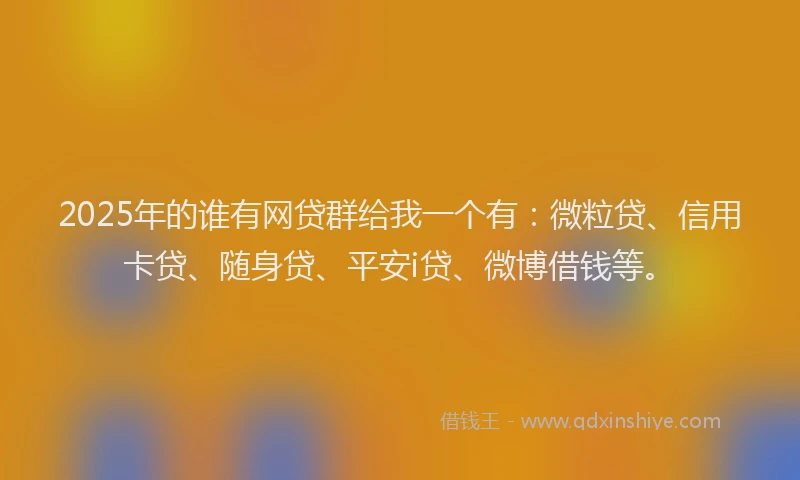2025年的谁有网贷群给我一个有：微粒贷、信用卡贷、随身贷、平安i贷、微博借钱等。