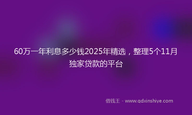 60万一年利息多少钱2025年精选，整理5个11月独家贷款的平台