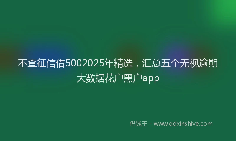 不查征信借5002025年精选，汇总五个无视逾期大数据花户黑户app