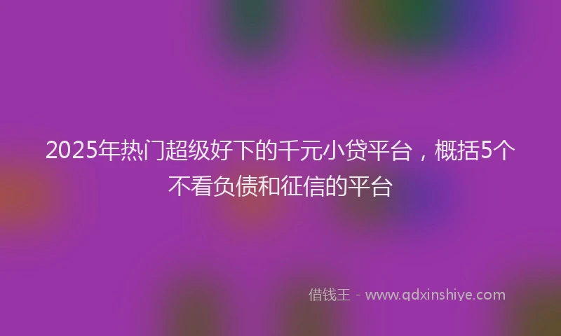 2025年热门超级好下的千元小贷平台，概括5个不看负债和征信的平台
