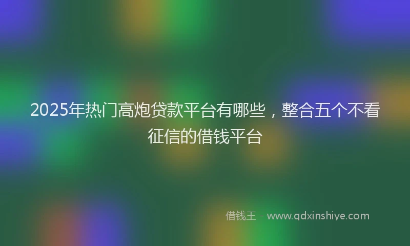 2025年热门高炮贷款平台有哪些，整合五个不看征信的借钱平台