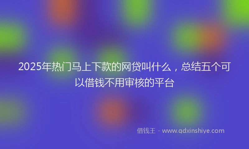 2025年热门马上下款的网贷叫什么，总结五个可以借钱不用审核的平台