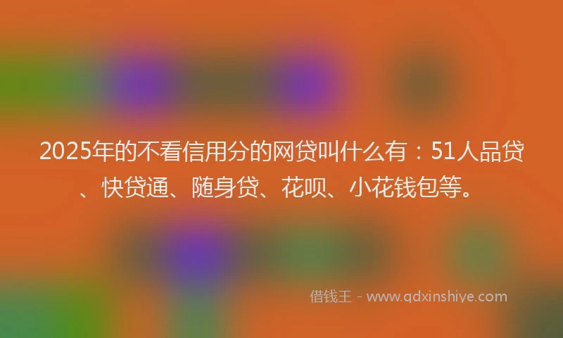 2025年的不看信用分的网贷叫什么有：51人品贷、快贷通、随身贷、花呗、小花钱包等。