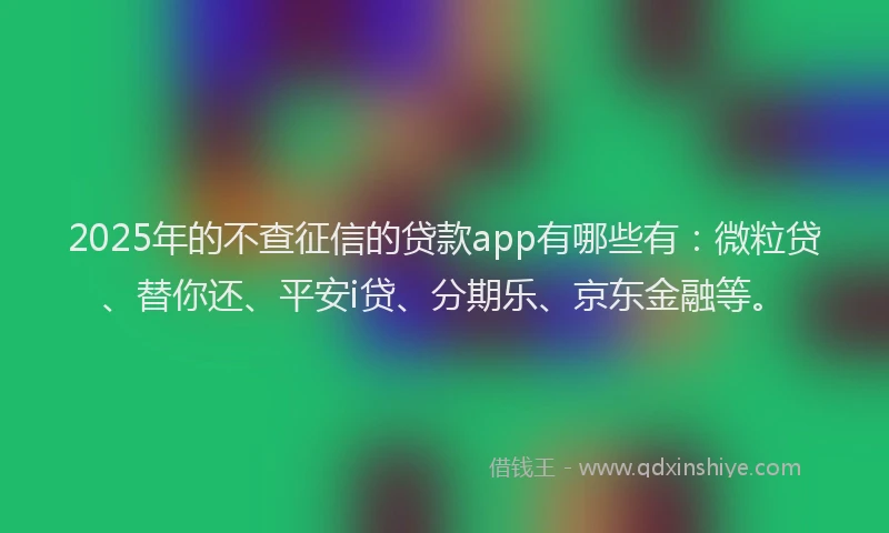 2025年的不查征信的贷款app有哪些有：微粒贷、替你还、平安i贷、分期乐、京东金融等。
