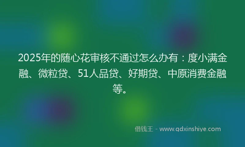 2025年的随心花审核不通过怎么办有：度小满金融、微粒贷、51人品贷、好期贷、中原消费金融等。