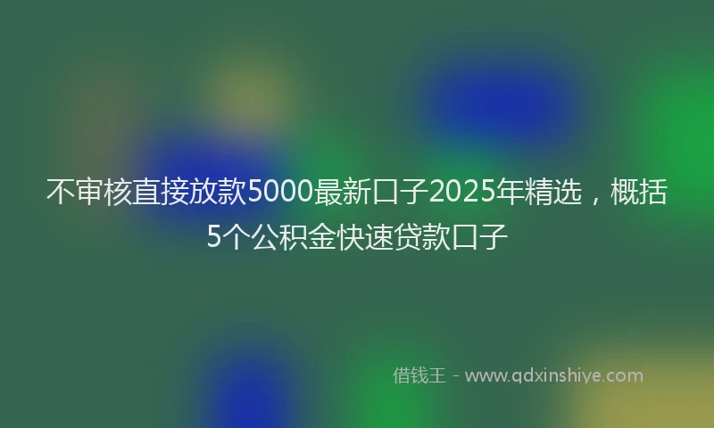 不审核直接放款5000最新口子2025年精选，概括5个公积金快速贷款口子