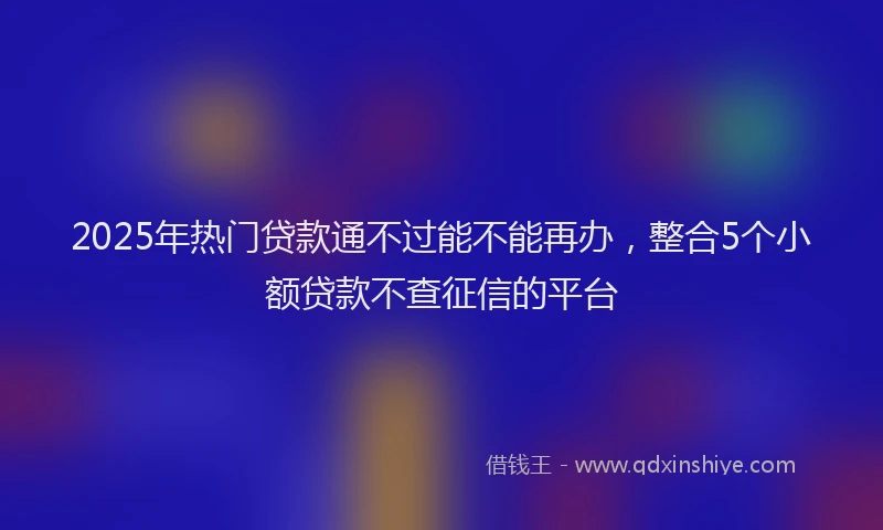 2025年热门贷款通不过能不能再办，整合5个小额贷款不查征信的平台