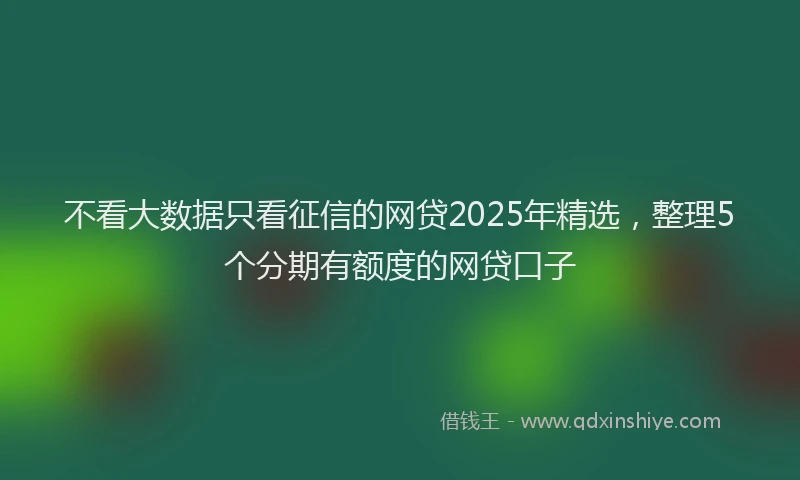 不看大数据只看征信的网贷2025年精选，整理5个分期有额度的网贷口子