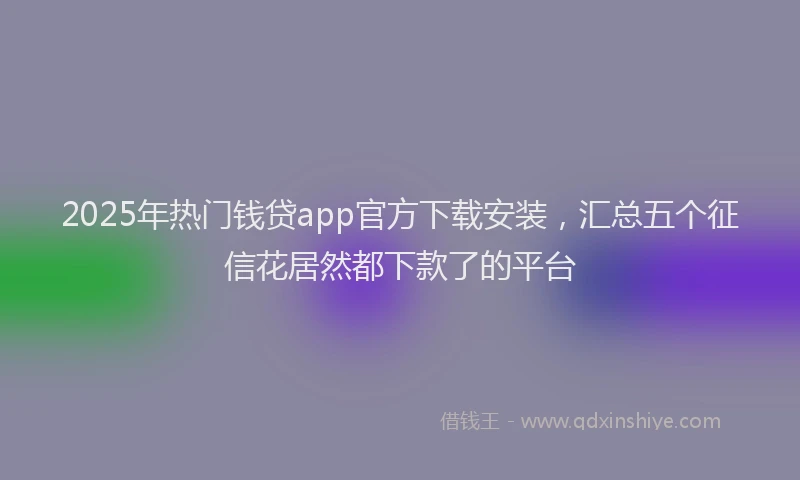 2025年热门钱贷app官方下载安装，汇总五个征信花居然都下款了的平台