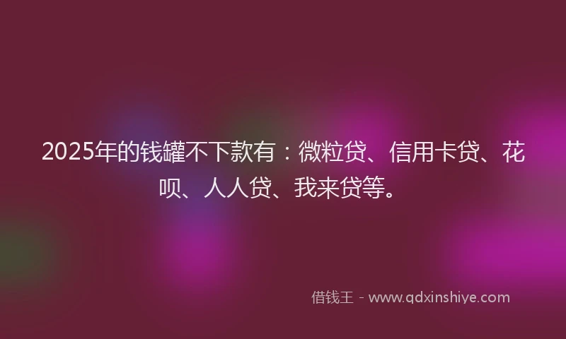 2025年的钱罐不下款有：微粒贷、信用卡贷、花呗、人人贷、我来贷等。