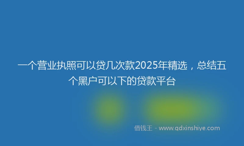 一个营业执照可以贷几次款2025年精选，总结五个黑户可以下的贷款平台