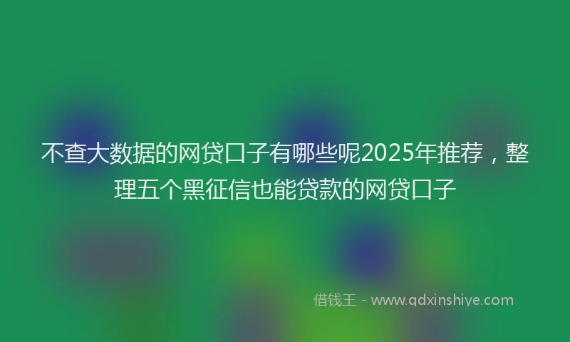不查大数据的网贷口子有哪些呢2025年推荐，整理五个黑征信也能贷款的网贷口子