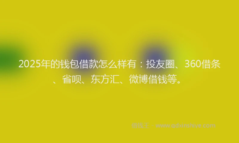 2025年的钱包借款怎么样有：投友圈、360借条、省呗、东方汇、微博借钱等。