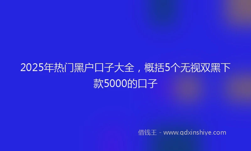 2025年热门黑户口子大全，概括5个无视双黑下款5000的口子