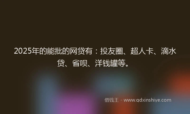 2025年的能批的网贷有：投友圈、超人卡、滴水贷、省呗、洋钱罐等。