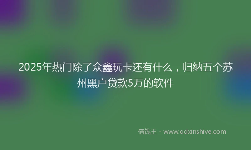 2025年热门除了众鑫玩卡还有什么，归纳五个苏州黑户贷款5万的软件