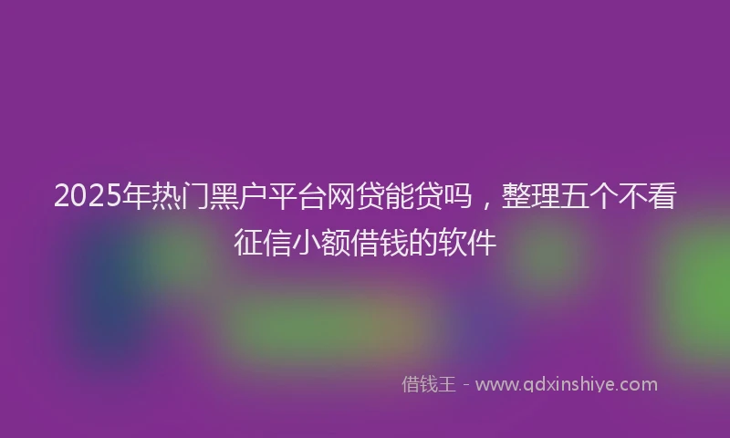 2025年热门黑户平台网贷能贷吗，整理五个不看征信小额借钱的软件