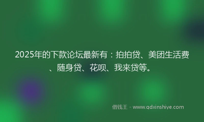 2025年的下款论坛最新有：拍拍贷、美团生活费、随身贷、花呗、我来贷等。
