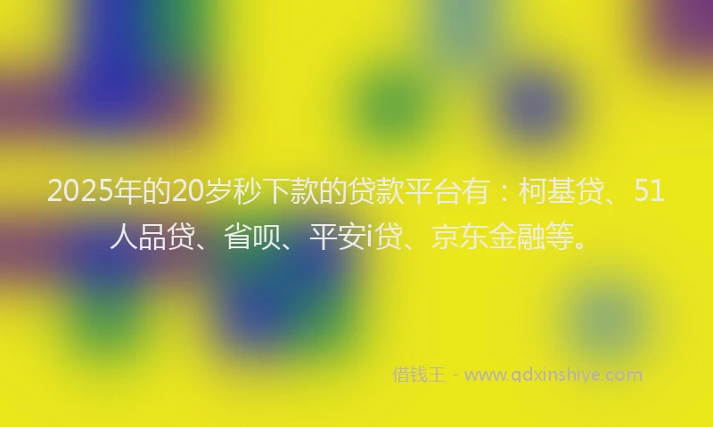 2025年的20岁秒下款的贷款平台有：柯基贷、51人品贷、省呗、平安i贷、京东金融等。
