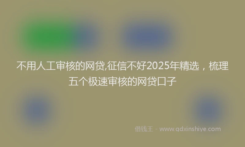 不用人工审核的网贷,征信不好2025年精选，梳理五个极速审核的网贷口子