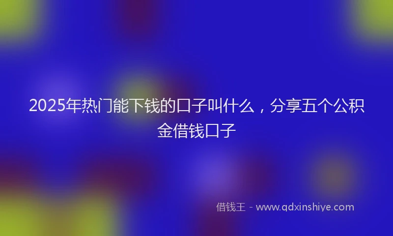 2025年热门能下钱的口子叫什么，分享五个公积金借钱口子