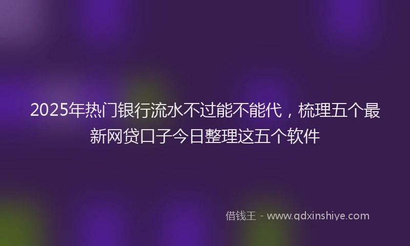 2025年热门银行流水不过能不能代，梳理五个最新网贷口子今日整理这五个软件