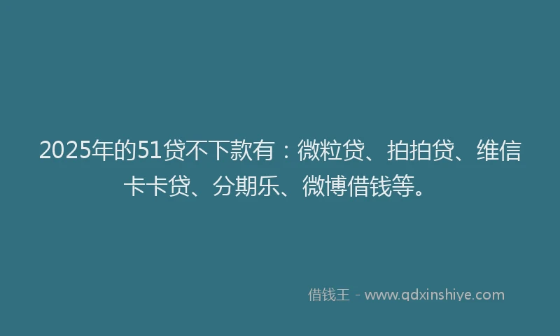 2025年的51贷不下款有：微粒贷、拍拍贷、维信卡卡贷、分期乐、微博借钱等。