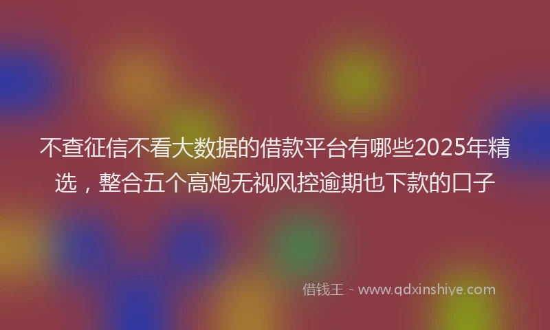 不查征信不看大数据的借款平台有哪些2025年精选，整合五个高炮无视风控逾期也下款的口子