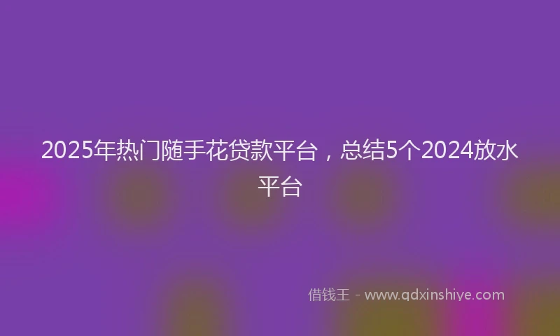 2025年热门随手花贷款平台，总结5个2024放水平台