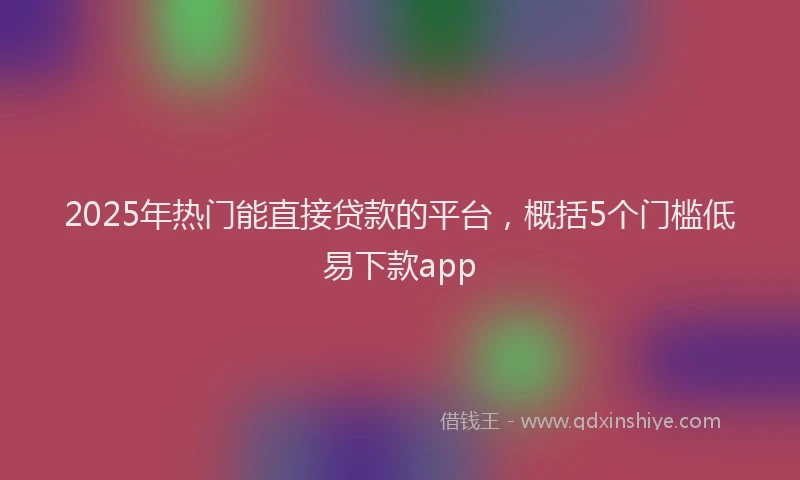 2025年热门能直接贷款的平台，概括5个门槛低易下款app