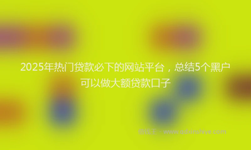 2025年热门贷款必下的网站平台，总结5个黑户可以做大额贷款口子