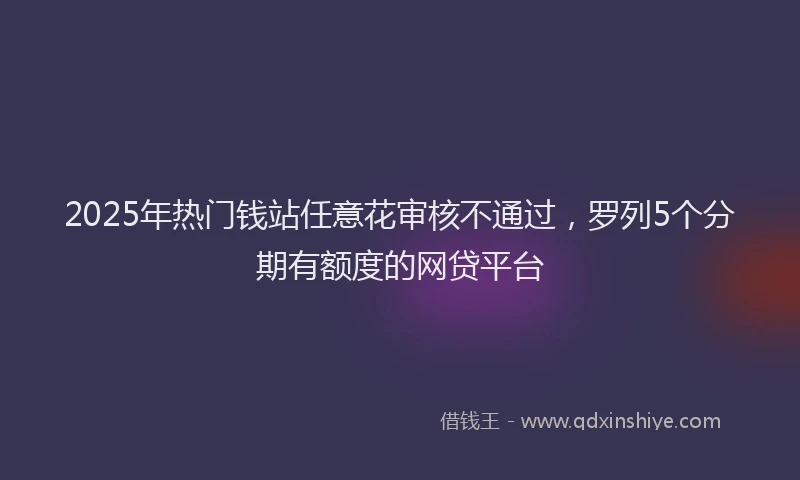 2025年热门钱站任意花审核不通过，罗列5个分期有额度的网贷平台