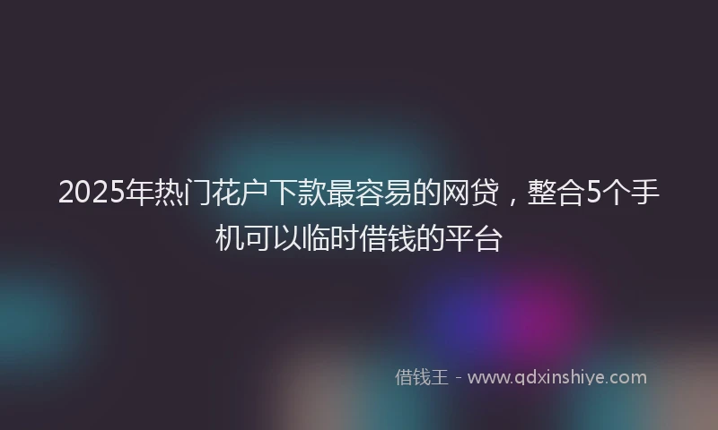 2025年热门花户下款最容易的网贷，整合5个手机可以临时借钱的平台