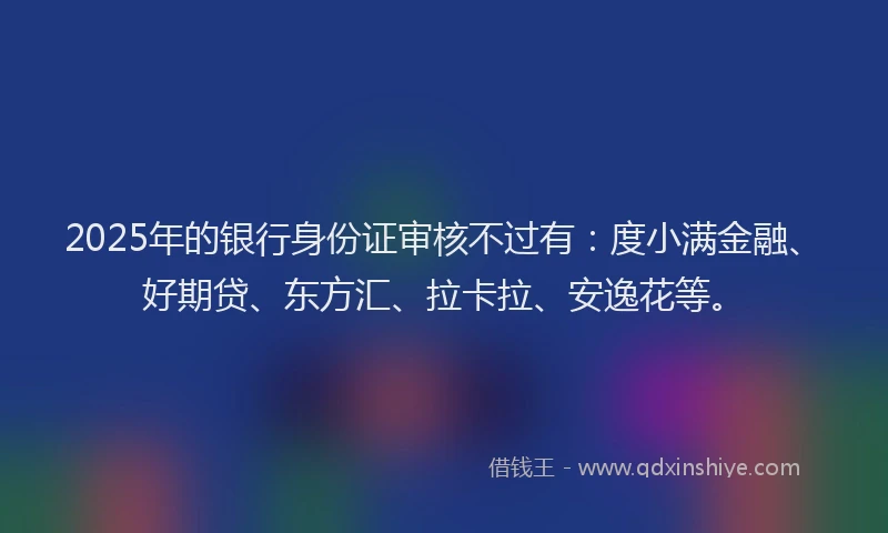 2025年的银行身份证审核不过有：度小满金融、好期贷、东方汇、拉卡拉、安逸花等。