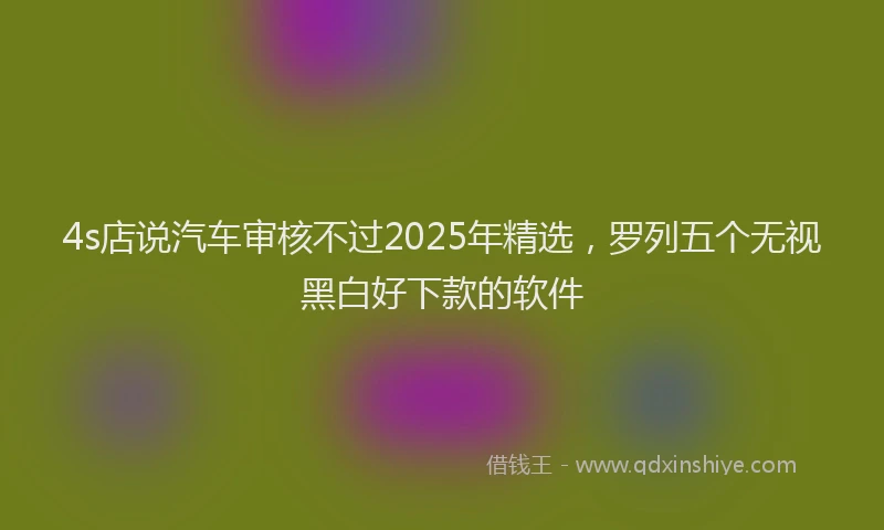 4s店说汽车审核不过2025年精选，罗列五个无视黑白好下款的软件