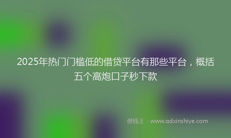 2025年热门门槛低的借贷平台有那些平台，概括五个高炮口子秒下款
