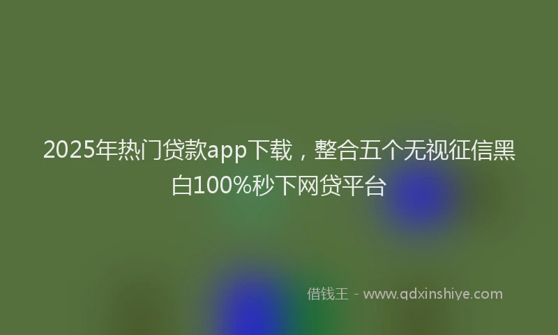 2025年热门贷款app下载，整合五个无视征信黑白100%秒下网贷平台