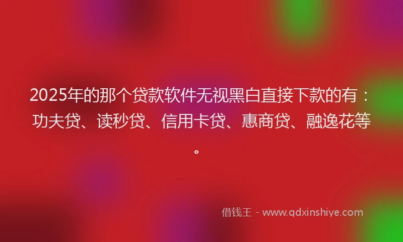 2025年的那个贷款软件无视黑白直接下款的有：功夫贷、读秒贷、信用卡贷、惠商贷、融逸花等。